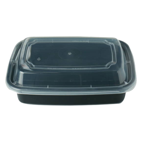 LR-32 32oz Rectangular Microwavable Container with Lid - 150/Case